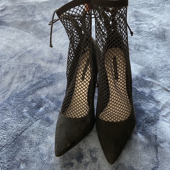 Zara Black Mesh Heeled Booties - Picture 3 of 5